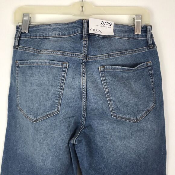Chaps Mid Rise Crop Kick Jeans New Women's Size 8/29 Stretch Denim Blue - Picture 6 of 9